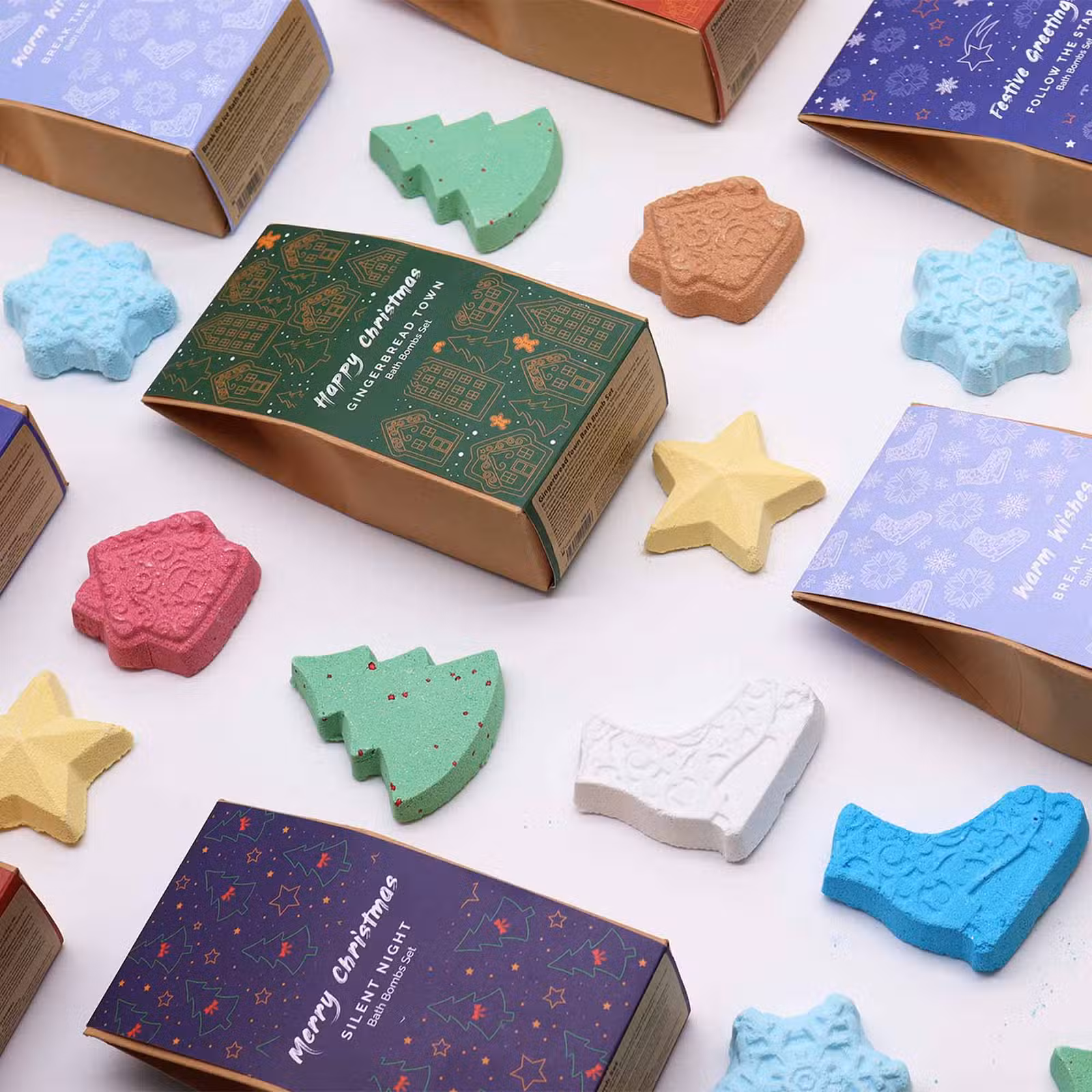 Weihnachtliche Badebomben-Geschenksets