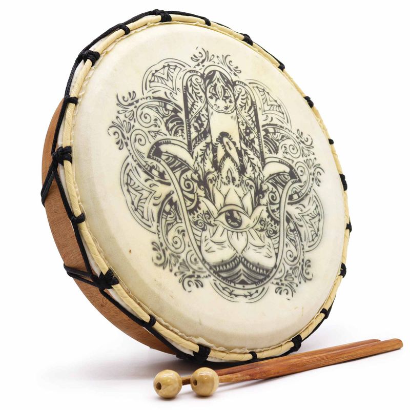 Hamsa Shamanic Drum with Two Sticks - 30cm Diameter