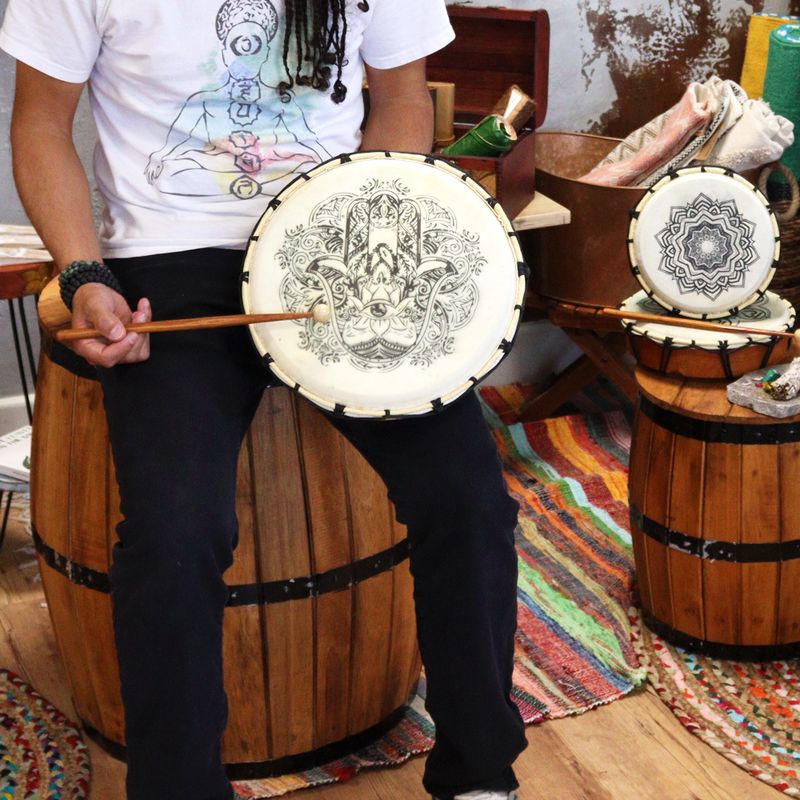 Hamsa Shamanic Drum with Two Sticks - 30cm Diameter