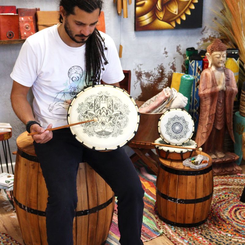 Hamsa Shamanic Drum with Two Sticks - 30cm Diameter