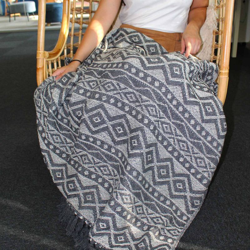 Boho Comfort Throw - 125x150cm - Grey Geometric
