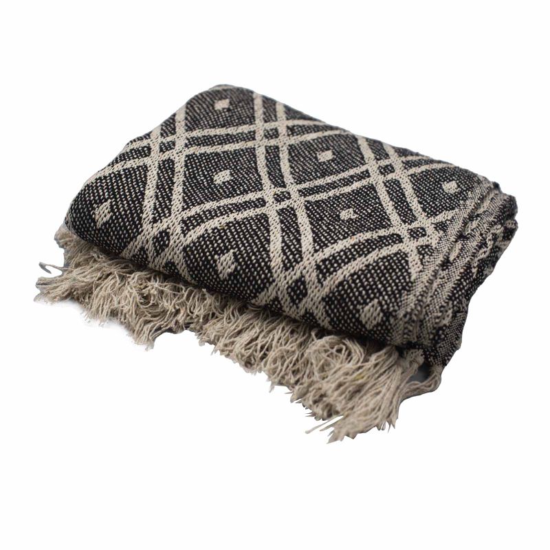 Boho Comfort Throw - 125x150cm - Black & Biege Regency