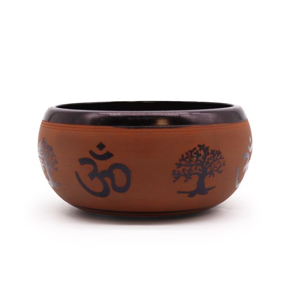 Earth Power Singing Bowl - Clay Om Buddha - 16cm