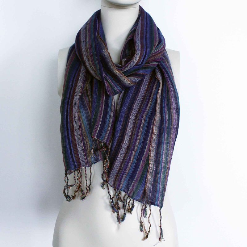 Indian Boho Scarves - 56x183cm - Random Colours With Gold Thread