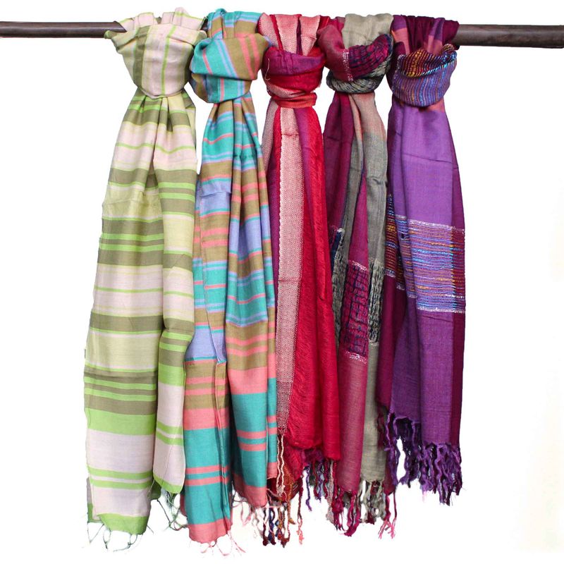 Lrg Indian Boho Scarves - 71x183cm - Random Purples