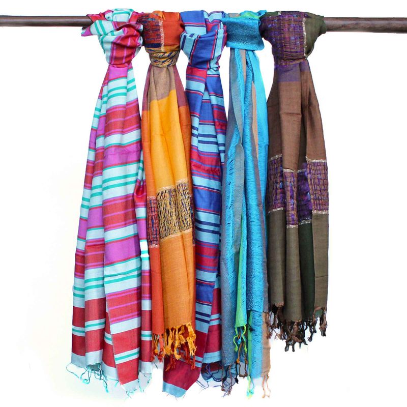Lrg Indian Boho Scarves - 71x183cm - Random Blues