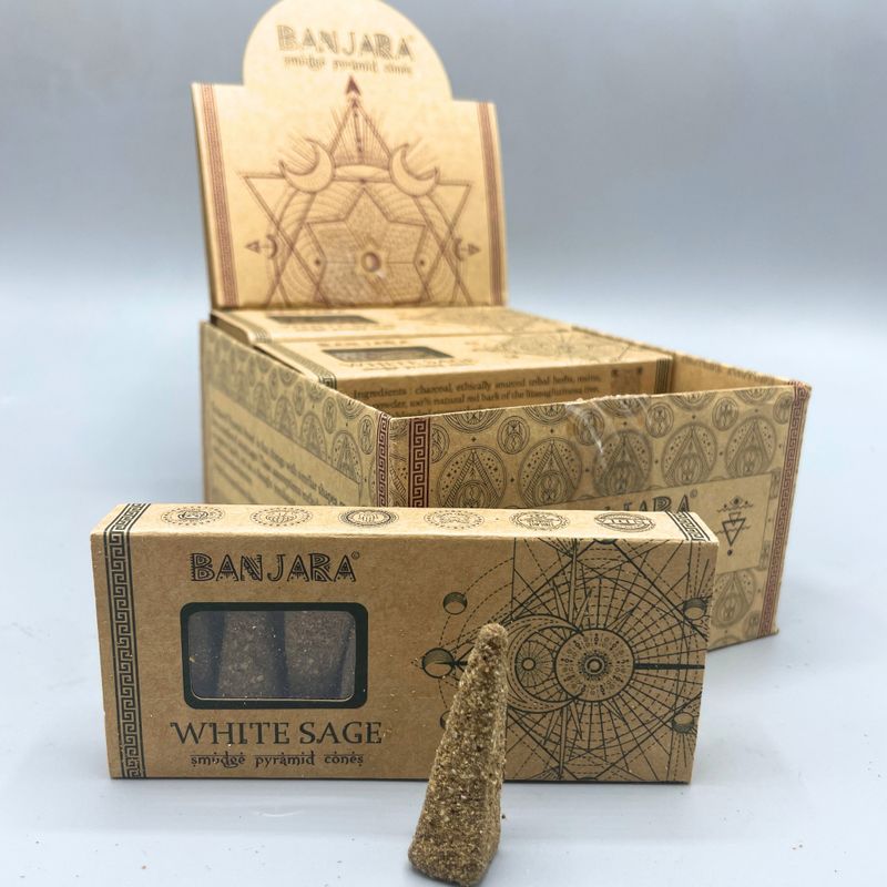 Banjara Smudge Pyramid Cones - White Sage