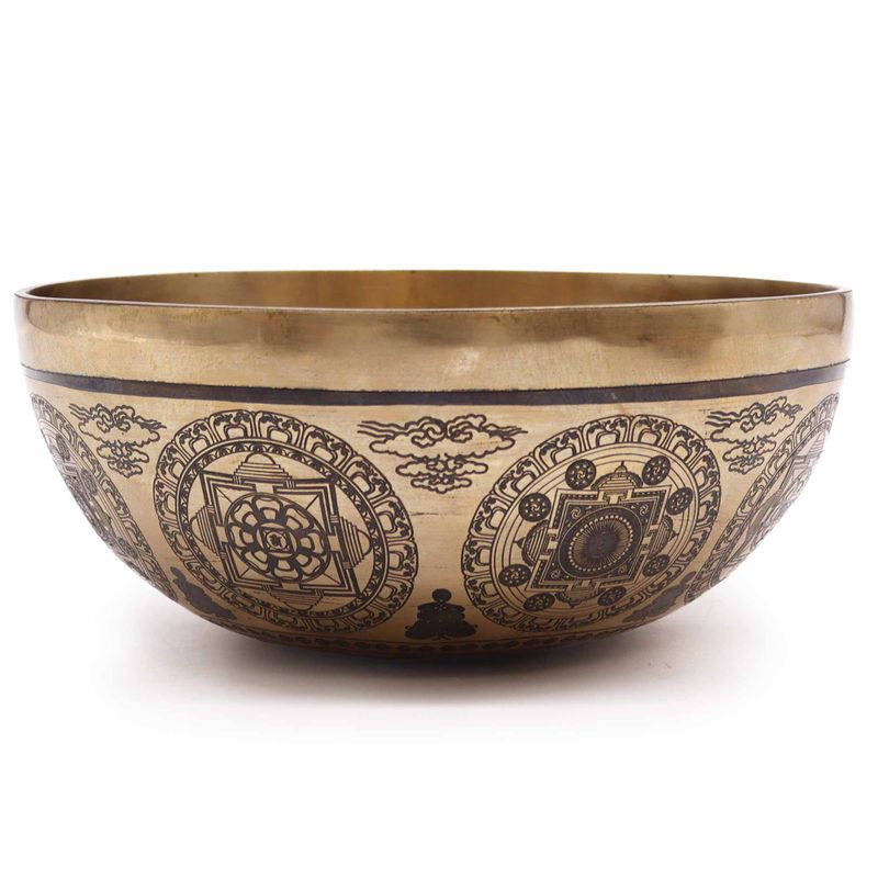 Tibetan Healing Engraved Bowl - 21cm - 7 Chakras & Flower of Life