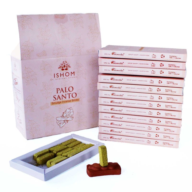 Ishom Incense Smudge Bricks and Burner - Palo Santo