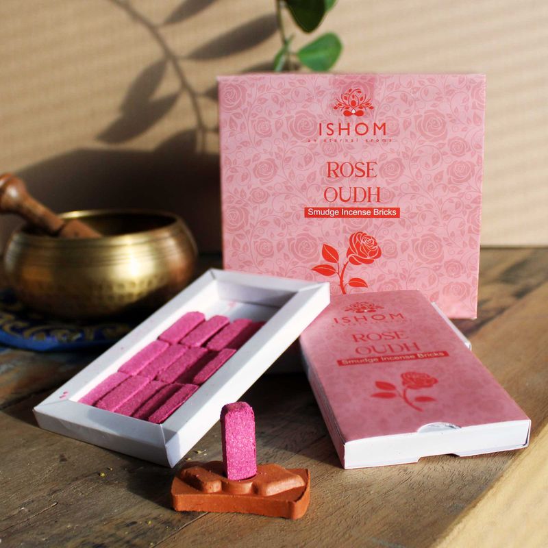 Ishom Incense Smudge Bricks and Burner - Rose Wood
