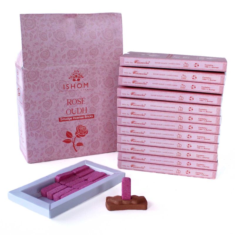 Ishom Incense Smudge Bricks and Burner - Rose Wood