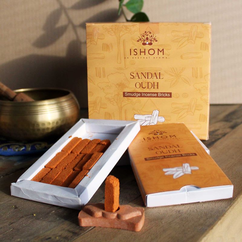 Ishom Incense Smudge Bricks and Burner - Sandal Wood