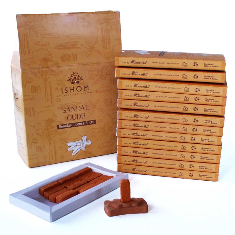 Ishom Incense Smudge Bricks and Burner - Sandal Wood