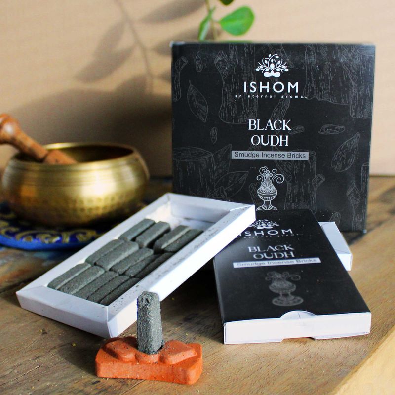 Ishom Incense Smudge Bricks and Burner - Black Oudh