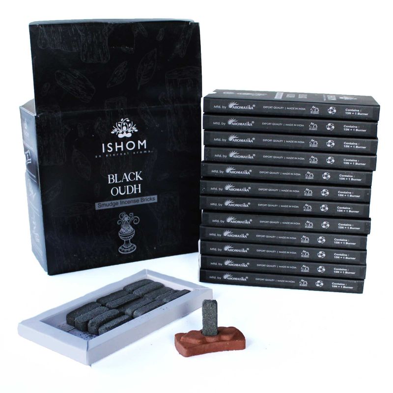 Ishom Incense Smudge Bricks and Burner - Black Oudh
