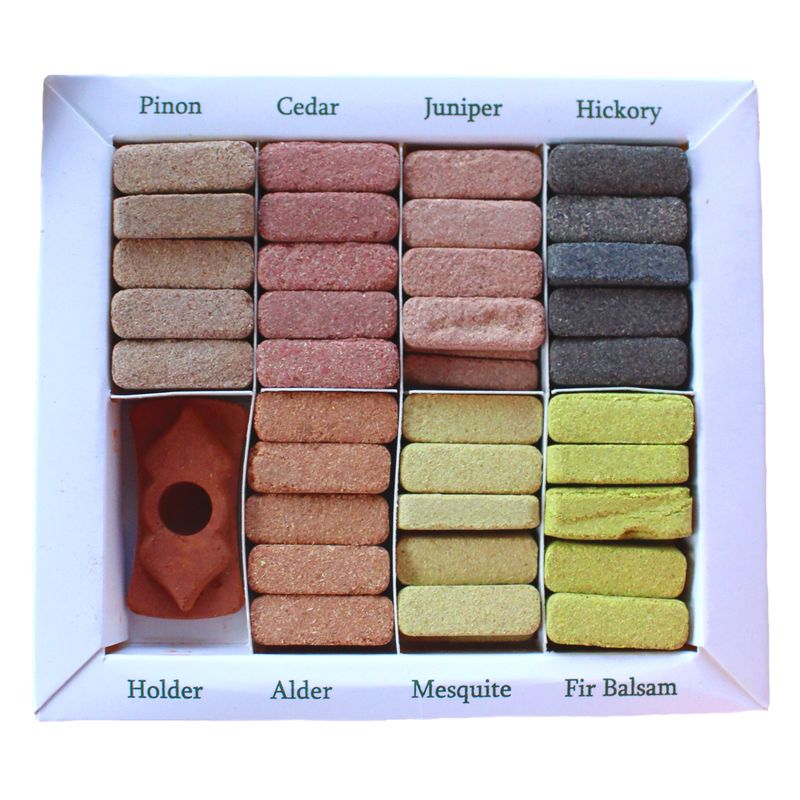 Ishom Display Set of 70 Incense Smudge Bricks and Burner