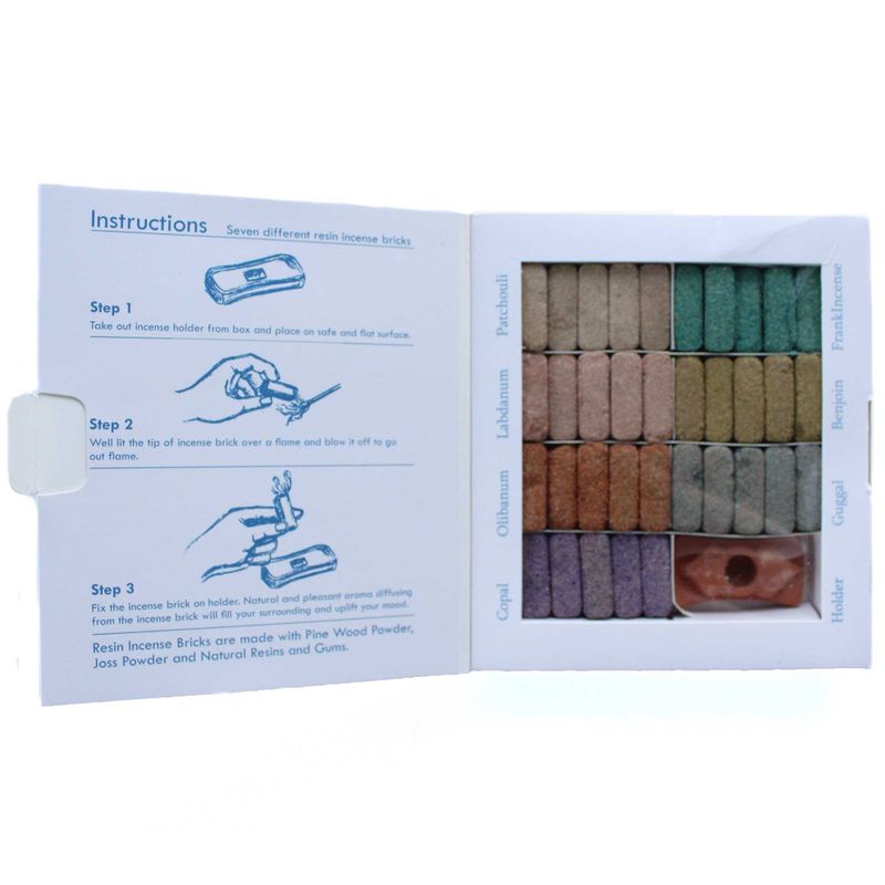 Ishom Set of 70 Incense Smudge Bricks and Burner - Wild West