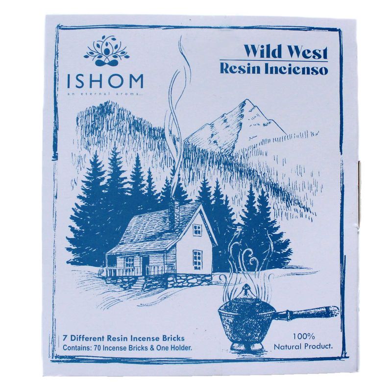 Ishom Set of 70 Incense Smudge Bricks and Burner - Wild West