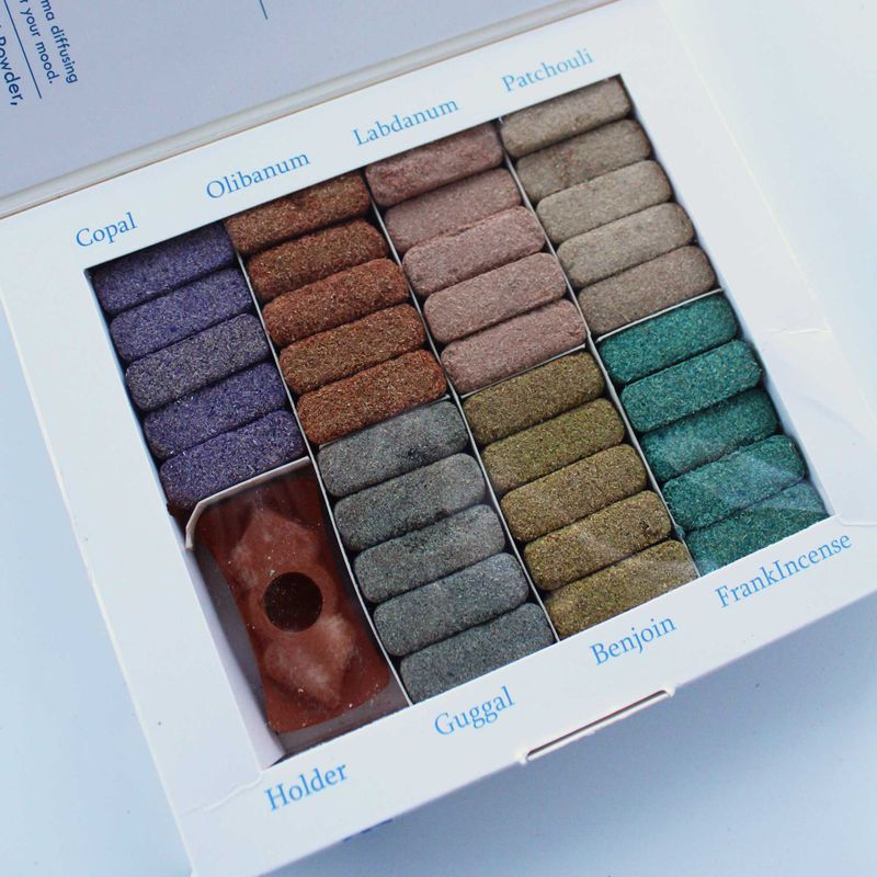 Ishom Set of 70 Incense Smudge Bricks and Burner - Wild West