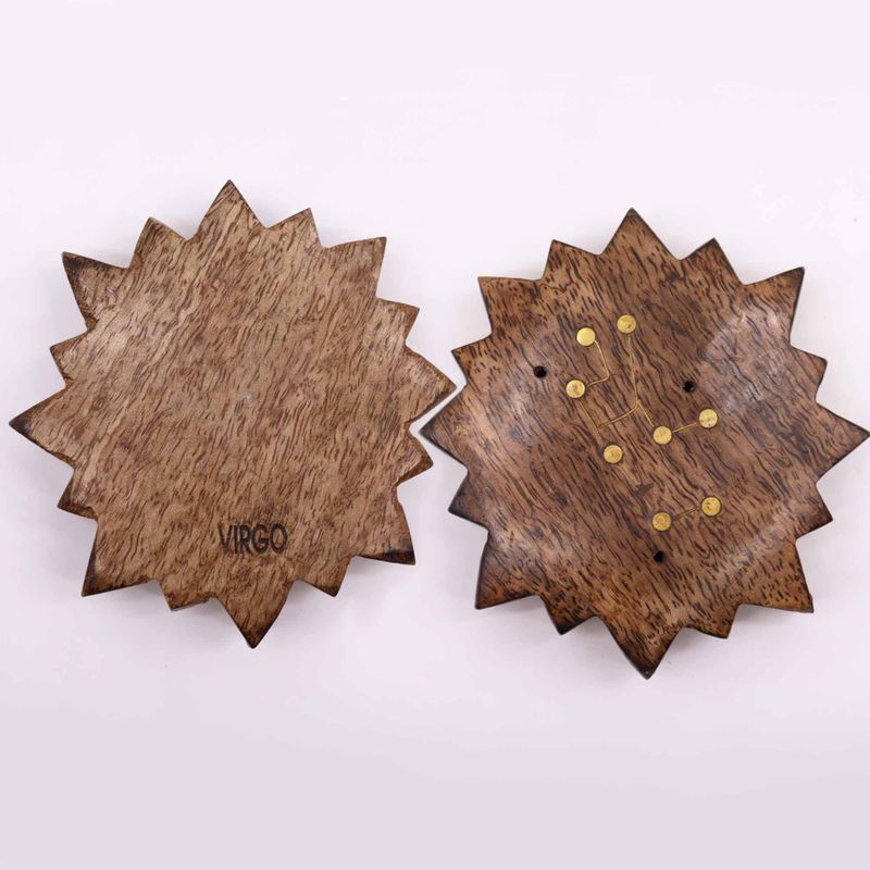 Engraved and Brass Zodiac Sign Incense Burners - Sun