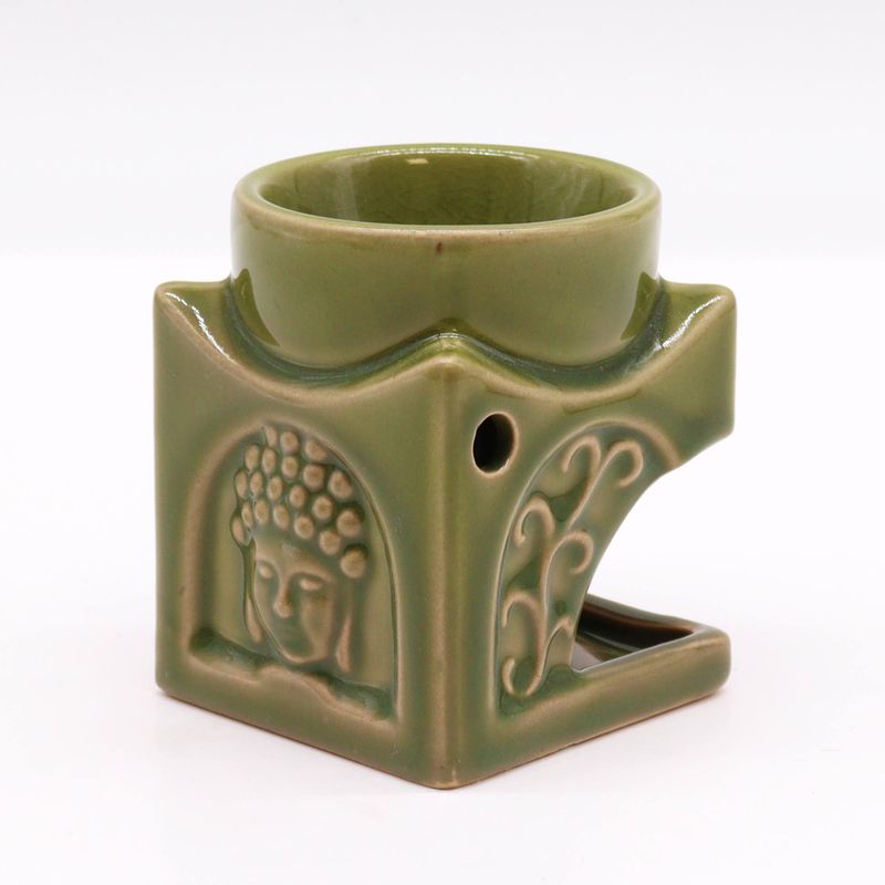 Square Buddha Oil Burner - Light Jade