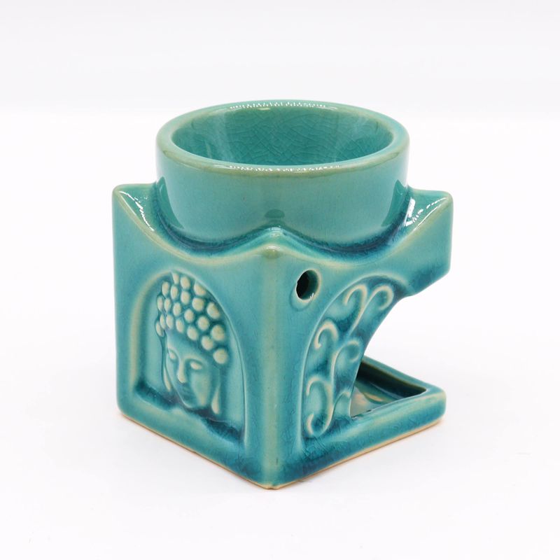 Square Buddha Oil Burner - Soft Turquoise