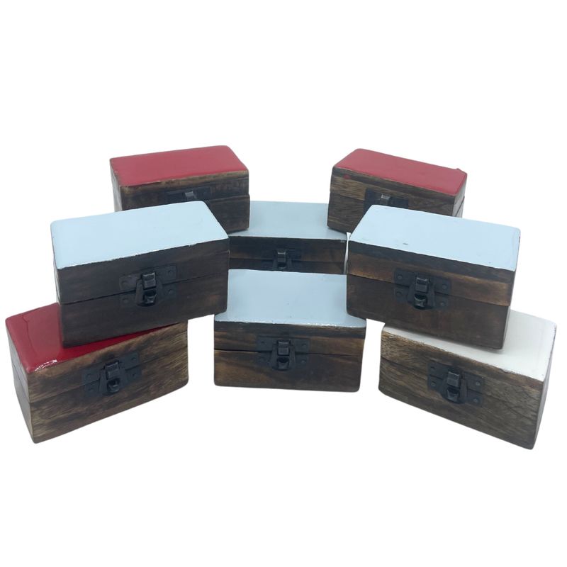 Wooden Pill Box 9x5x4cm - Solid Ceramic Colours - Assorted