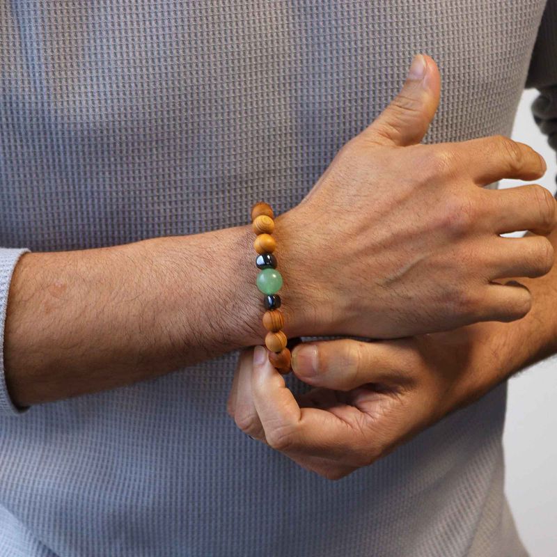 Cedarwood Sacral Chakra Bangle with Green Aventurine