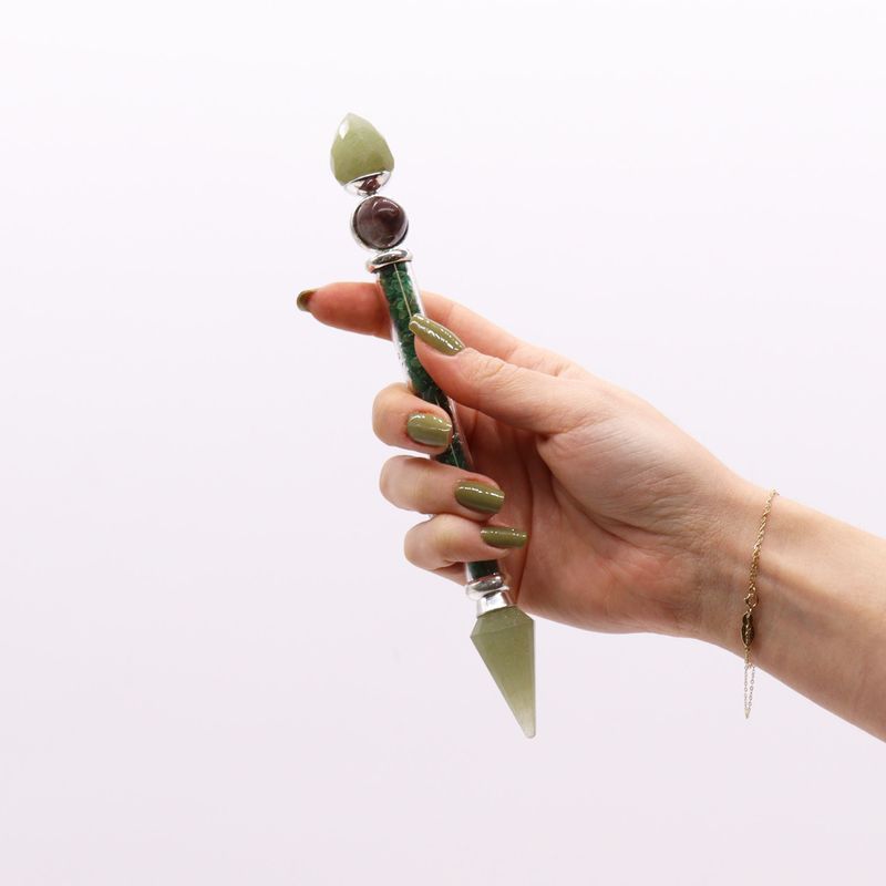 Shiva Lingam Magic Wand - 19.5 cm - Green Aventurine - Happiness