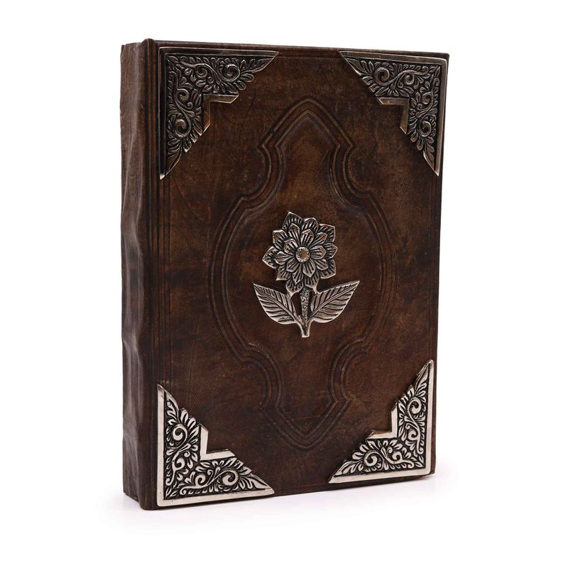 Hefty Red Tan Book - Zinc Rose Decor - Deckle Edges Pages - 10x7"
