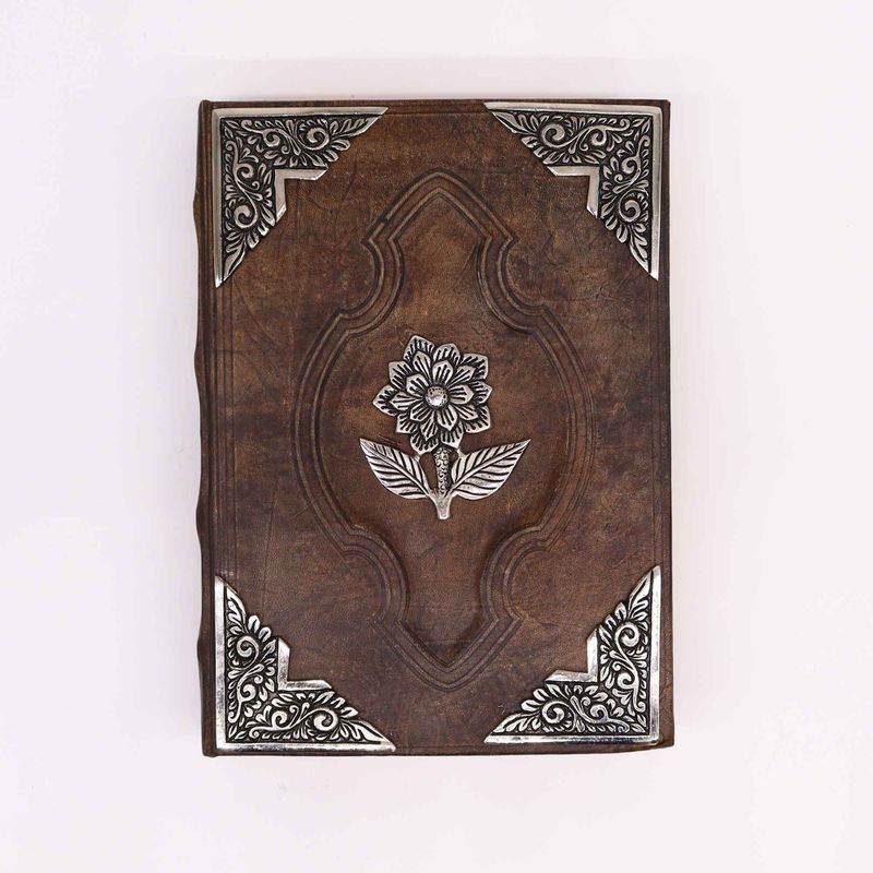 Hefty Red Tan Book - Zinc Rose Decor - Deckle Edges Pages - 10x7"
