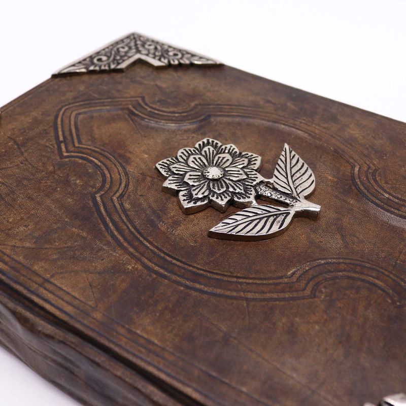 Hefty Red Tan Book - Zinc Rose Decor - Deckle Edges Pages - 10x7"