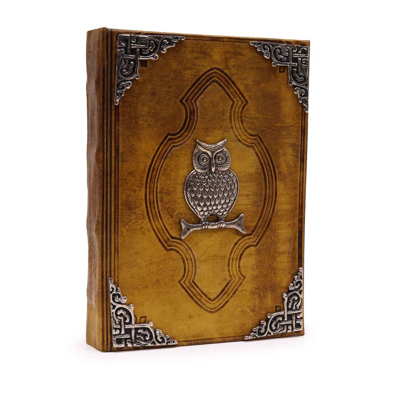 Hefty Coffee Tan Book - Zinc Owl Decor - Deckle Edges Pages - 10x7"