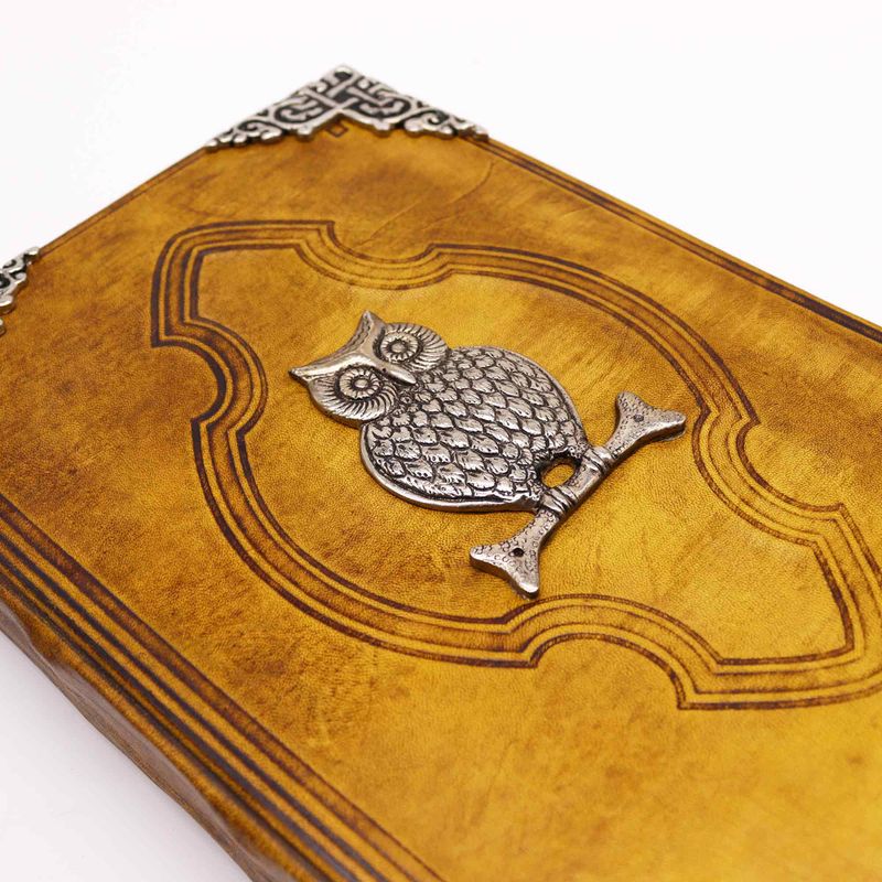 Hefty Coffee Tan Book - Zinc Owl Decor - Deckle Edges Pages - 10x7"