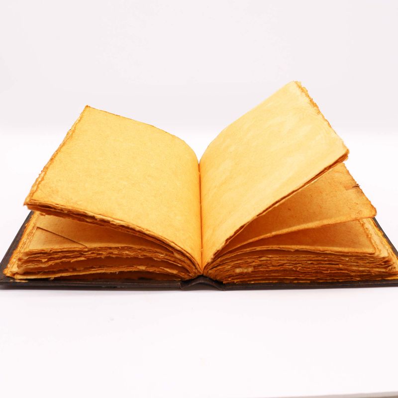 Hefty Brown Tan Book - Zinc Triple Moon Decor - Deckle Edges Pages - 10x7"