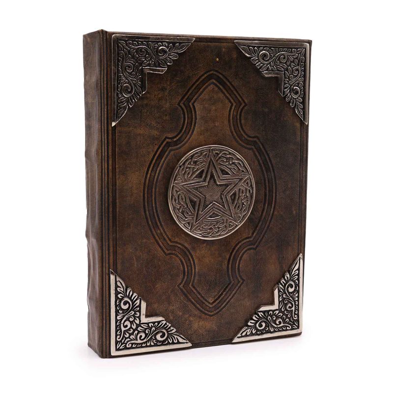 Hefty Brown Tan Book - Zinc Pentagon Decor - Deckle Edges Pages - 10x7"
