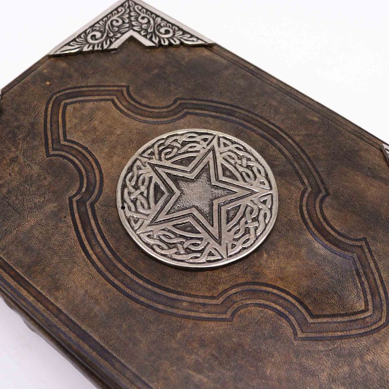 Hefty Brown Tan Book - Zinc Pentagon Decor - Deckle Edges Pages - 10x7"