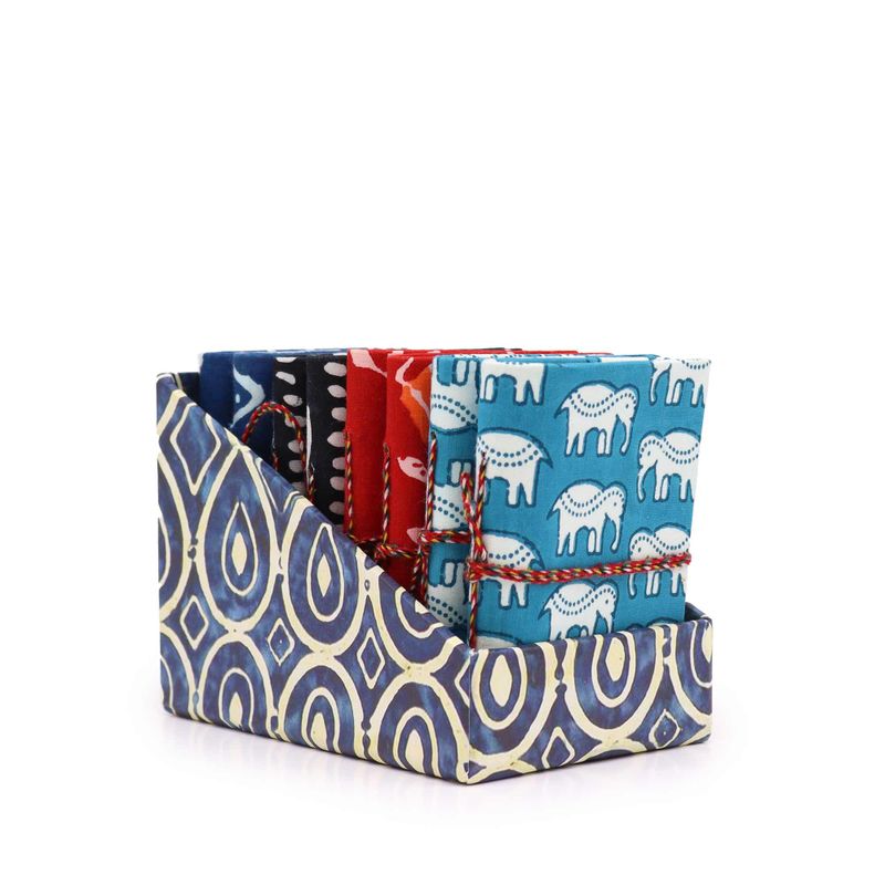 Block Print Assorted Cotton Bound Notebook 7x10cm (display pack)