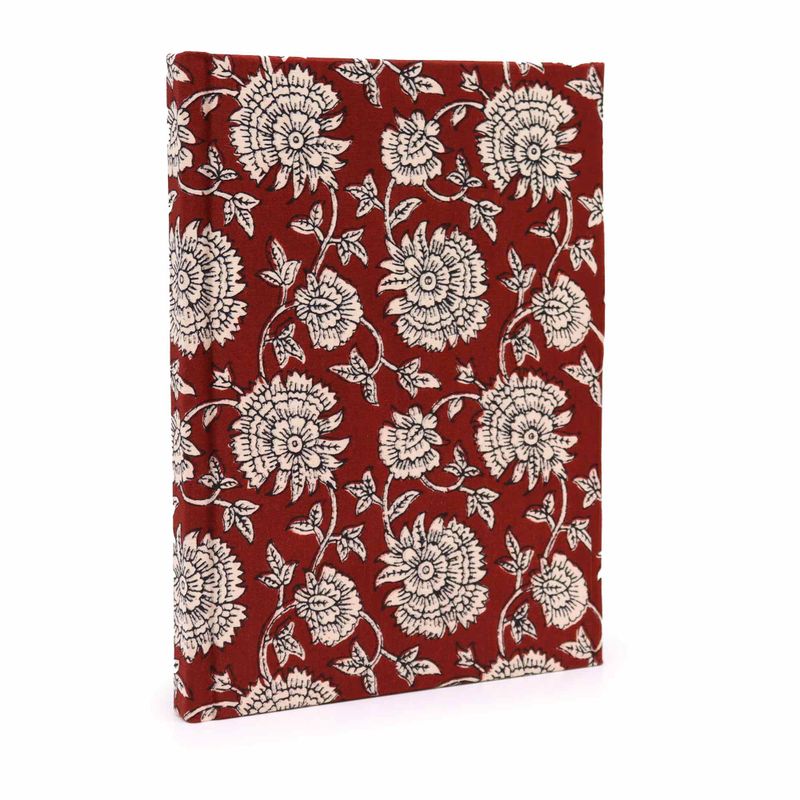Cotton Bound Notebook 20x15cm - 96 pages - Burgundy Floral