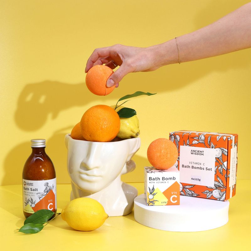 Set of 4 Vitamin C Bath Bombs – Aromatherapy Quartet