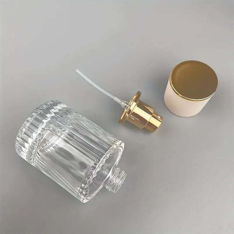 Red - 30ml Round Ribbed Bottle, Spray and Cap