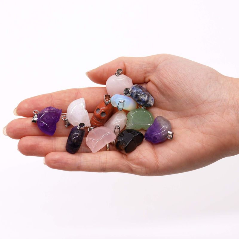 Gemstone Mini Skulls Pendants (12 assorted)  20x15mm
