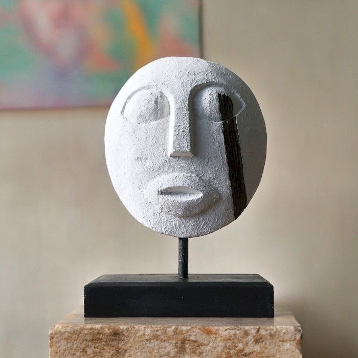 Timor Tribal Decorative Mask - White 27x20cm