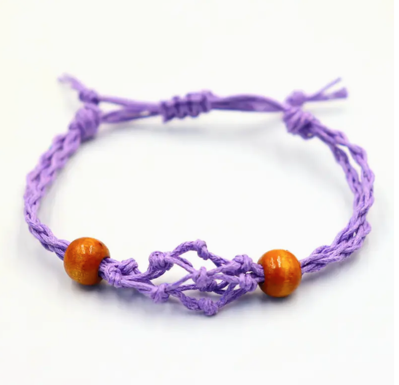 Crystal Gemstone Bracelet Cord 20-28cm/7.8-11inch - Purple