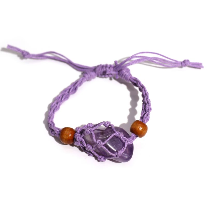 Crystal Gemstone Bracelet Cord 20-28cm/7.8-11inch - Purple