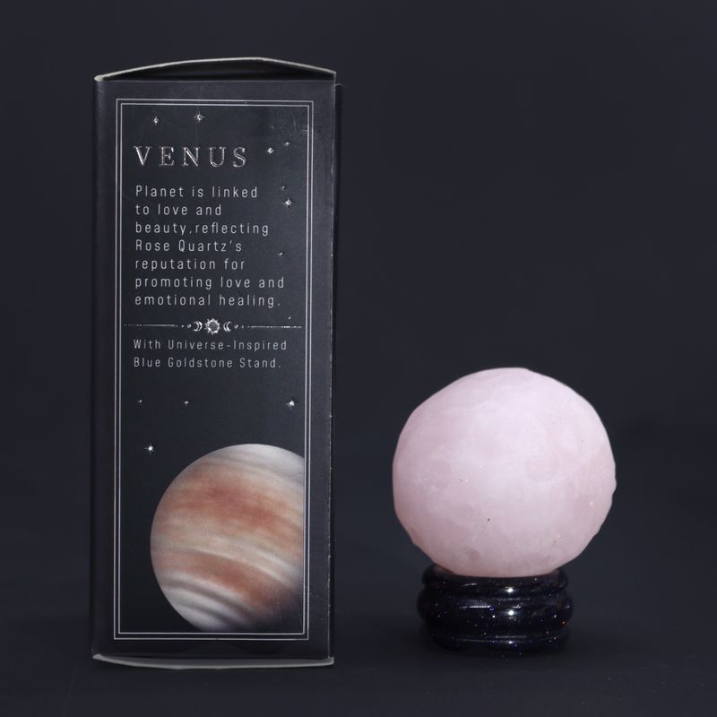 Rose Quartz Planet on a Solar Goldstone Stand (VENUS) - 40mm