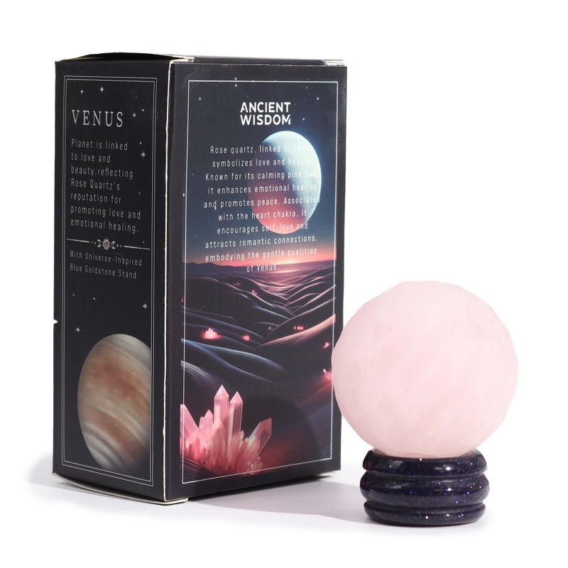 Rose Quartz Planet on a Solar Goldstone Stand (VENUS) - 40mm