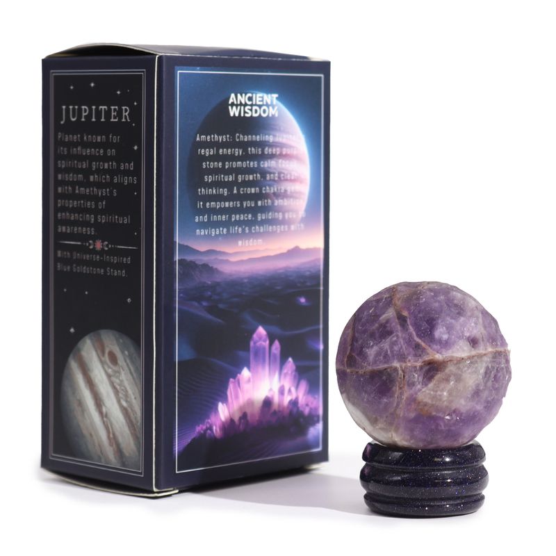 Ametyst Planet on a Solar Goldstone Stand (JUPITER) - 40mm