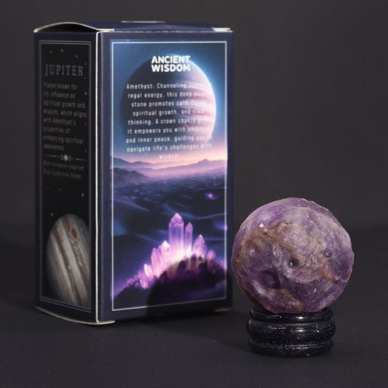 Ametyst Planet on a Solar Goldstone Stand (JUPITER) - 40mm