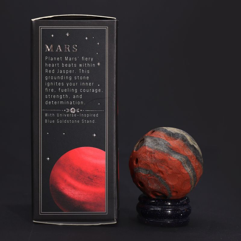 Red Jasper Planet on a Solar Goldstone Stand (MARS) - 40mm